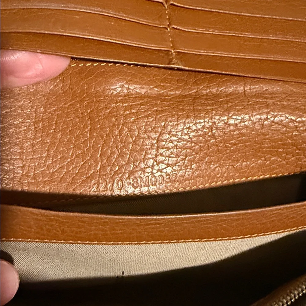 Authentic Fendi Brown Charm Zucchino Canvas Wallet